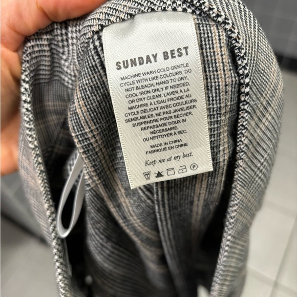 Aritzia Sunday best grey plaid pleated high waisted skirt olive micro mini skirt - Picture 9 of 9